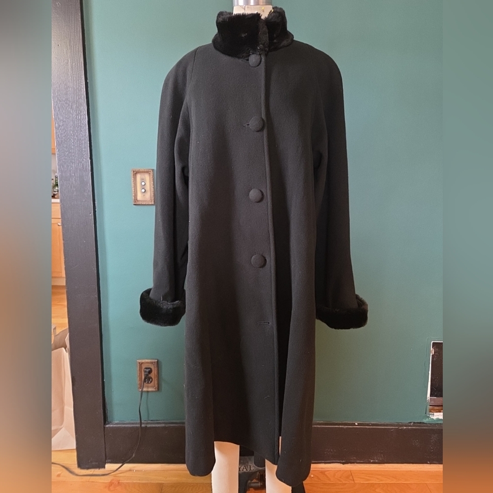 100% Wool Black Long Coat